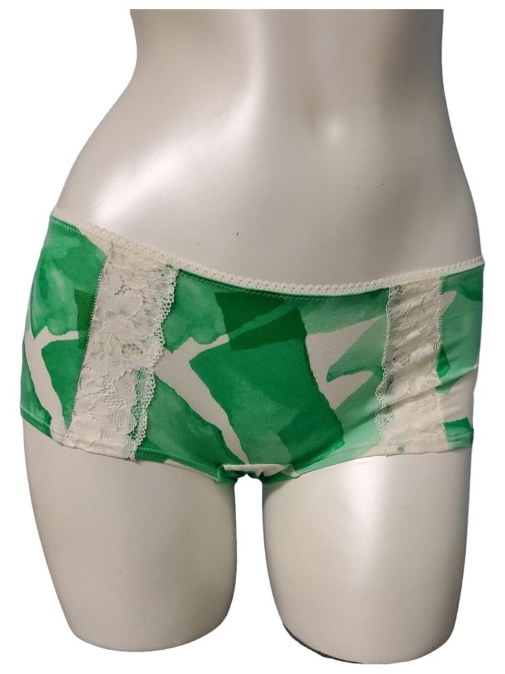 Soma Embraceable Signature Lace Boyshort Panty Womens Size Small Green White NWT
